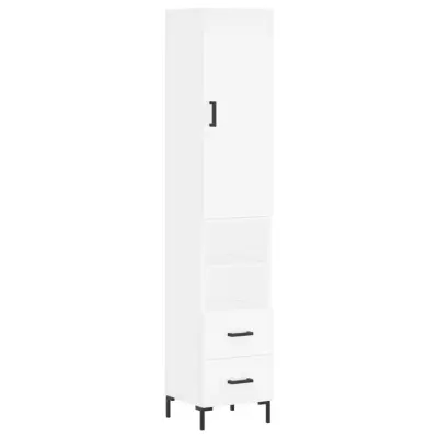 vidaXL Visoka omara bela 34,5x34x180 cm inženirski les