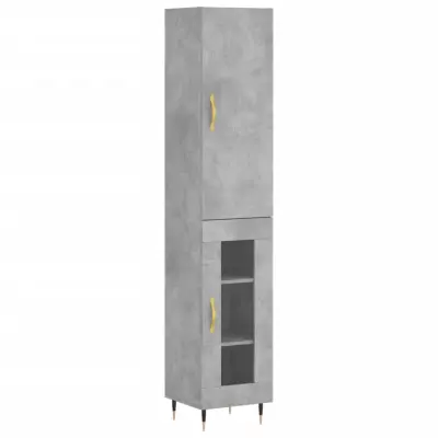 vidaXL Visoka omara betonsko siva 34,5x34x180 cm inženirski les