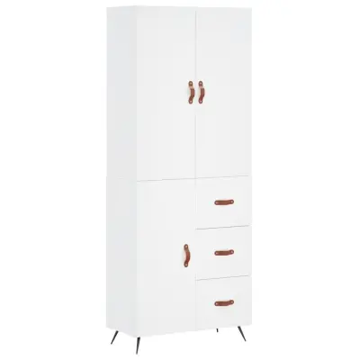 vidaXL Visoka omara bela 69,5x34x180 cm inženirski les