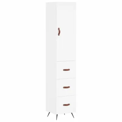 vidaXL Visoka omara bela 34,5x34x180 cm inženirski les