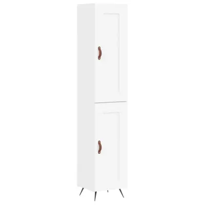 vidaXL Visoka omara bela 34,5x34x180 cm inženirski les