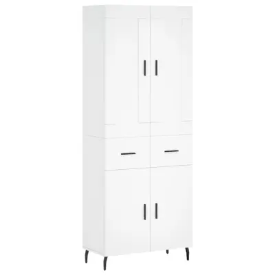vidaXL Visoka omara bela 69,5x34x180 cm inženirski les