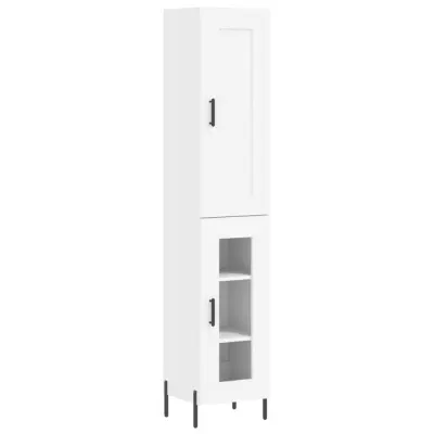 vidaXL Visoka omara bela 34,5x34x180 cm inženirski les