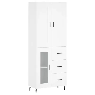 vidaXL Visoka omara bela 69,5x34x180 cm inženirski les