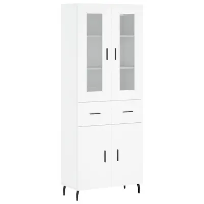 vidaXL Visoka omara bela 69,5x34x180 cm inženirski les