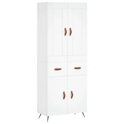 vidaXL Visoka omara bela 69,5x34x180 cm inženirski les
