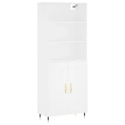 vidaXL Visoka omara bela 69,5x34x180 cm inženirski les