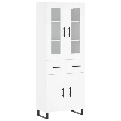vidaXL Visoka omara bela 69,5x34x180 cm inženirski les
