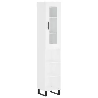 vidaXL Visoka omara bela 34,5x34x180 cm inženirski les