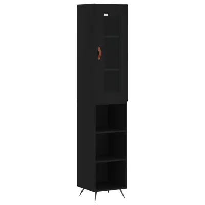 vidaXL Visoka omara črna 34,5x34x180 cm inženirski les