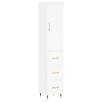 vidaXL Visoka omara bela 34,5x34x180 cm inženirski les
