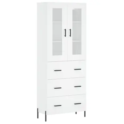 vidaXL Visoka omara bela 69,5x34x180 cm inženirski les