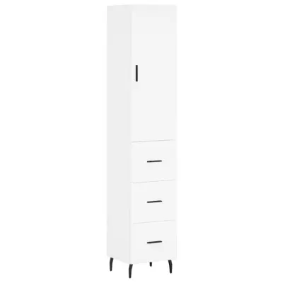 vidaXL Visoka omara bela 34,5x34x180 cm inženirski les