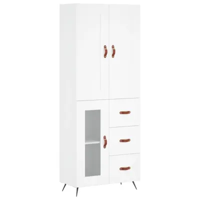 vidaXL Visoka omara bela 69,5x34x180 cm inženirski les