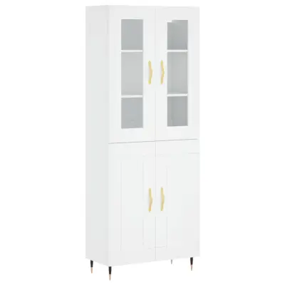 vidaXL Visoka omara bela 69,5x34x180 cm inženirski les