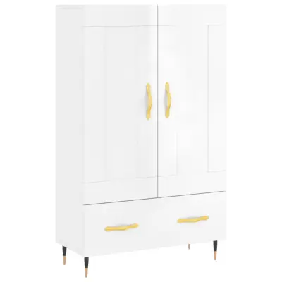 vidaXL Visoka omara visok sijaj bela 69,5x31x115 inženirski les