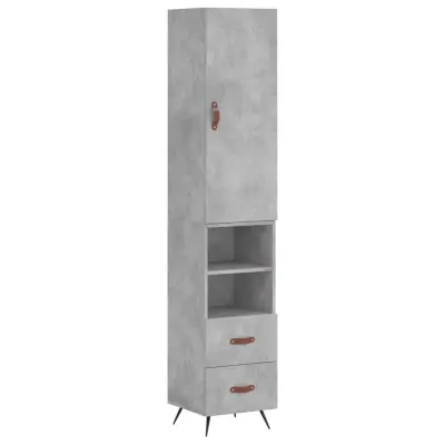 vidaXL Visoka omara betonsko siva 34,5x34x180 cm inženirski les