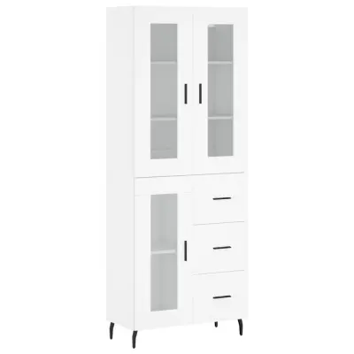 vidaXL Visoka omara bela 69,5x34x180 cm inženirski les