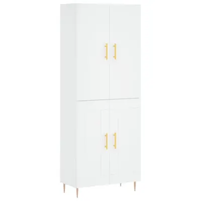 vidaXL Visoka omara bela 69,5x34x180 cm inženirski les