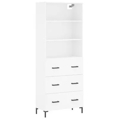 vidaXL Visoka omara bela 69,5x34x180 cm inženirski les