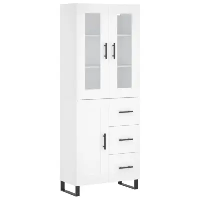 vidaXL Visoka omara bela 69,5x34x180 cm inženirski les