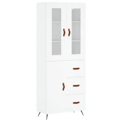 vidaXL Visoka omara bela 69,5x34x180 cm inženirski les