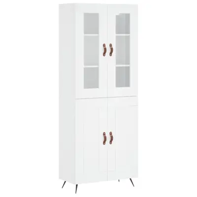 vidaXL Visoka omara bela 69,5x34x180 cm inženirski les