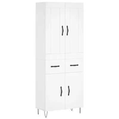 vidaXL Visoka omara bela 69,5x34x180 cm inženirski les