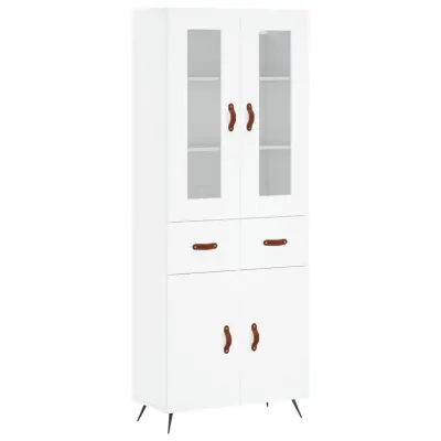 vidaXL Visoka omara bela 69,5x34x180 cm inženirski les