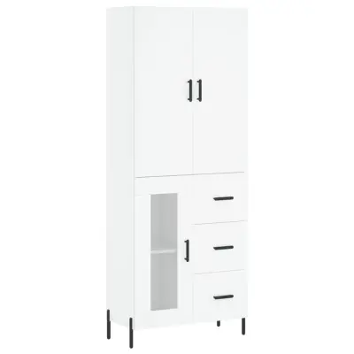 vidaXL Visoka omara bela 69,5x34x180 cm inženirski les