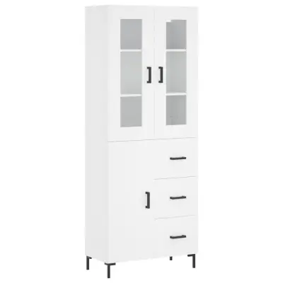 vidaXL Visoka omara bela 69,5x34x180 cm inženirski les