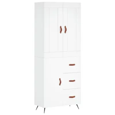 vidaXL Visoka omara bela 69,5x34x180 cm inženirski les