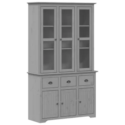 vidaXL Visoka omara BODO siva 115,5x43x200,5 cm trdna borovina