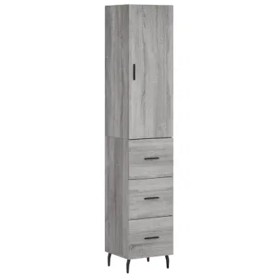 vidaXL Visoka omara siva sonoma 34,5x34x180 cm inženirski les