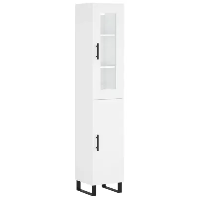 vidaXL Visoka omara bela 34,5x34x180 cm inženirski les