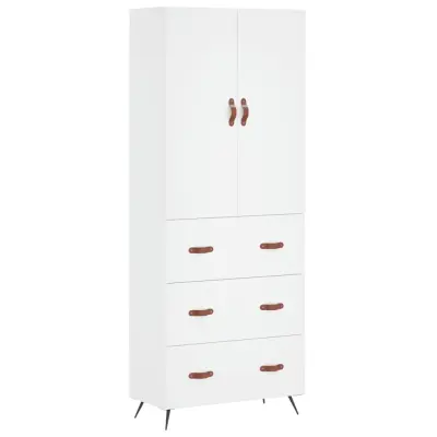 vidaXL Visoka omara bela 69,5x34x180 cm inženirski les