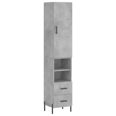 vidaXL Visoka omara betonsko siva 34,5x34x180 cm inženirski les