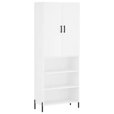 vidaXL Visoka omara bela 69,5x34x180 cm inženirski les