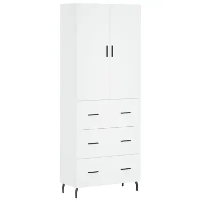 vidaXL Visoka omara bela 69,5x34x180 cm inženirski les