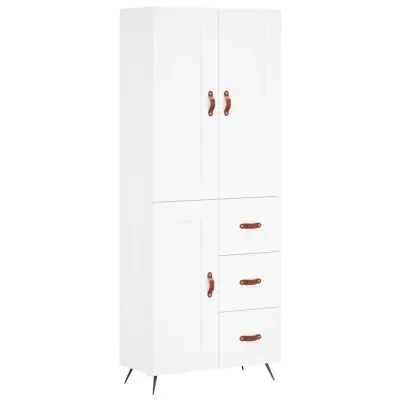 vidaXL Visoka omara bela 69,5x34x180 cm inženirski les