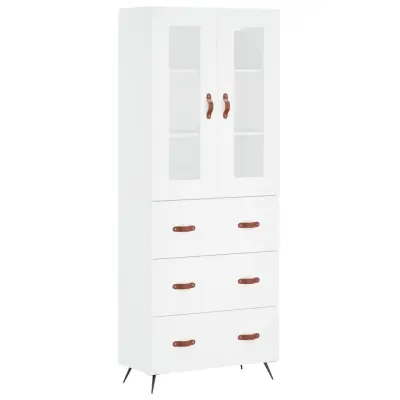 vidaXL Visoka omara bela 69,5x34x180 cm inženirski les