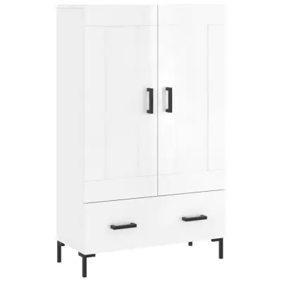 vidaXL Visoka omara visok sijaj bela 69,5x31x115 inženirski les
