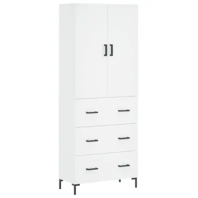 vidaXL Visoka omara bela 69,5x34x180 cm inženirski les