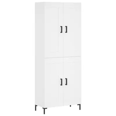 vidaXL Visoka omara bela 69,5x34x180 cm inženirski les