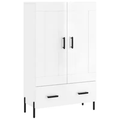 vidaXL Visoka omara visok sijaj bela 69,5x31x115 inženirski les