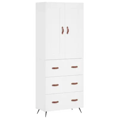 vidaXL Visoka omara bela 69,5x34x180 cm inženirski les