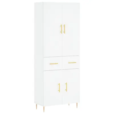 vidaXL Visoka omara bela 69,5x34x180 cm inženirski les