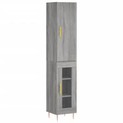 vidaXL Visoka omara siva sonoma 34,5x34x180 cm inženirski les