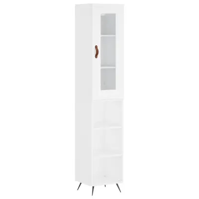 vidaXL Visoka omara bela 34,5x34x180 cm inženirski les