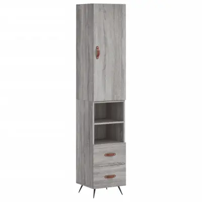 vidaXL Visoka omara siva sonoma 34,5x34x180 cm inženirski les